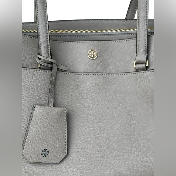 Tory Burch Gray Leather Parker Tote Bag - Picture 2 of 11